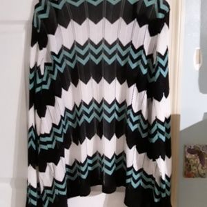 Chevron mint, black and white cardigan